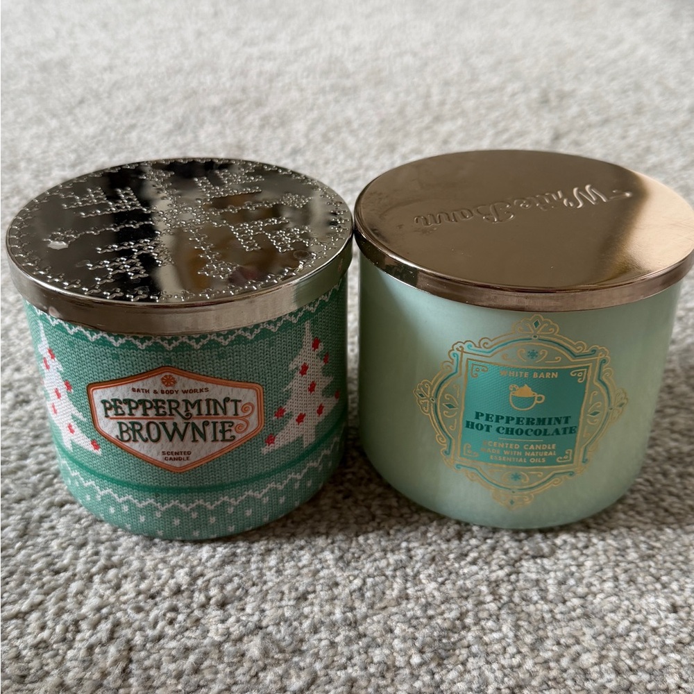 Bath & Body Works Peppermint Brownie & Peppermint Hot Chocolate 3-Wick Candles